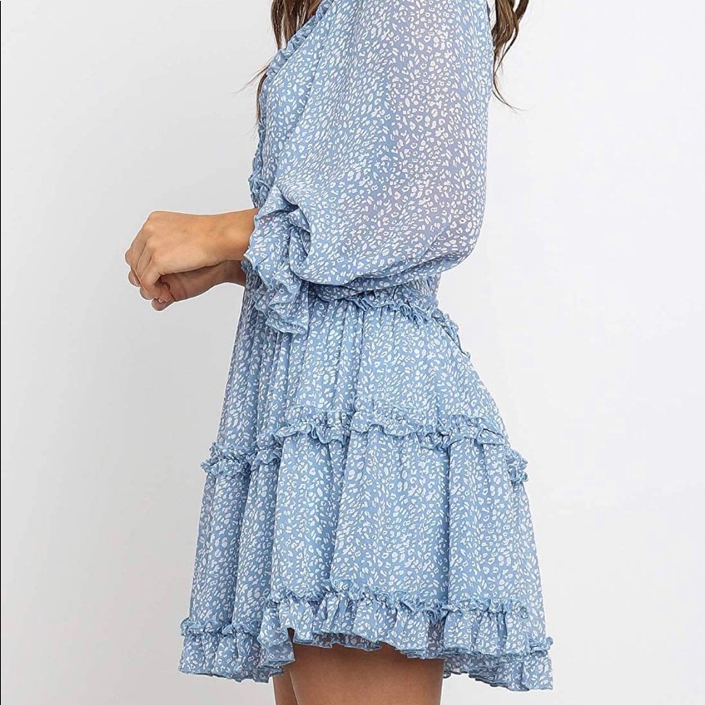 Deep V Flowy Short Dress - Picture 3 of 4